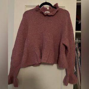 ZARA pink ruffle knit sweater size small